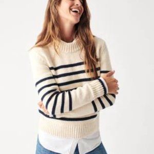Faherty Cuddle Striped Crew Sweater in XS